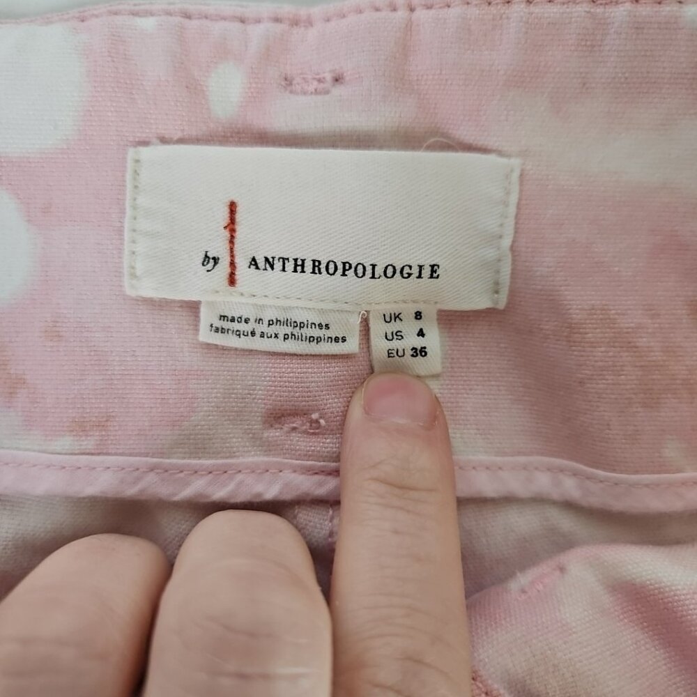 Anthropologie Jamie Chino Pants Sz 4 Pink Tie Dye Straight Cute 90s Floral Retro - Picture 5 of 9